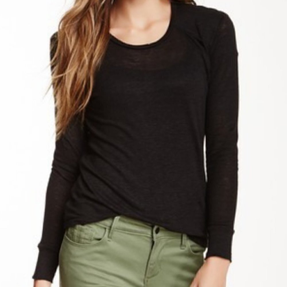 Joe's Jeans Black Dames Linen‎ Long Sleeve T-Shirt M